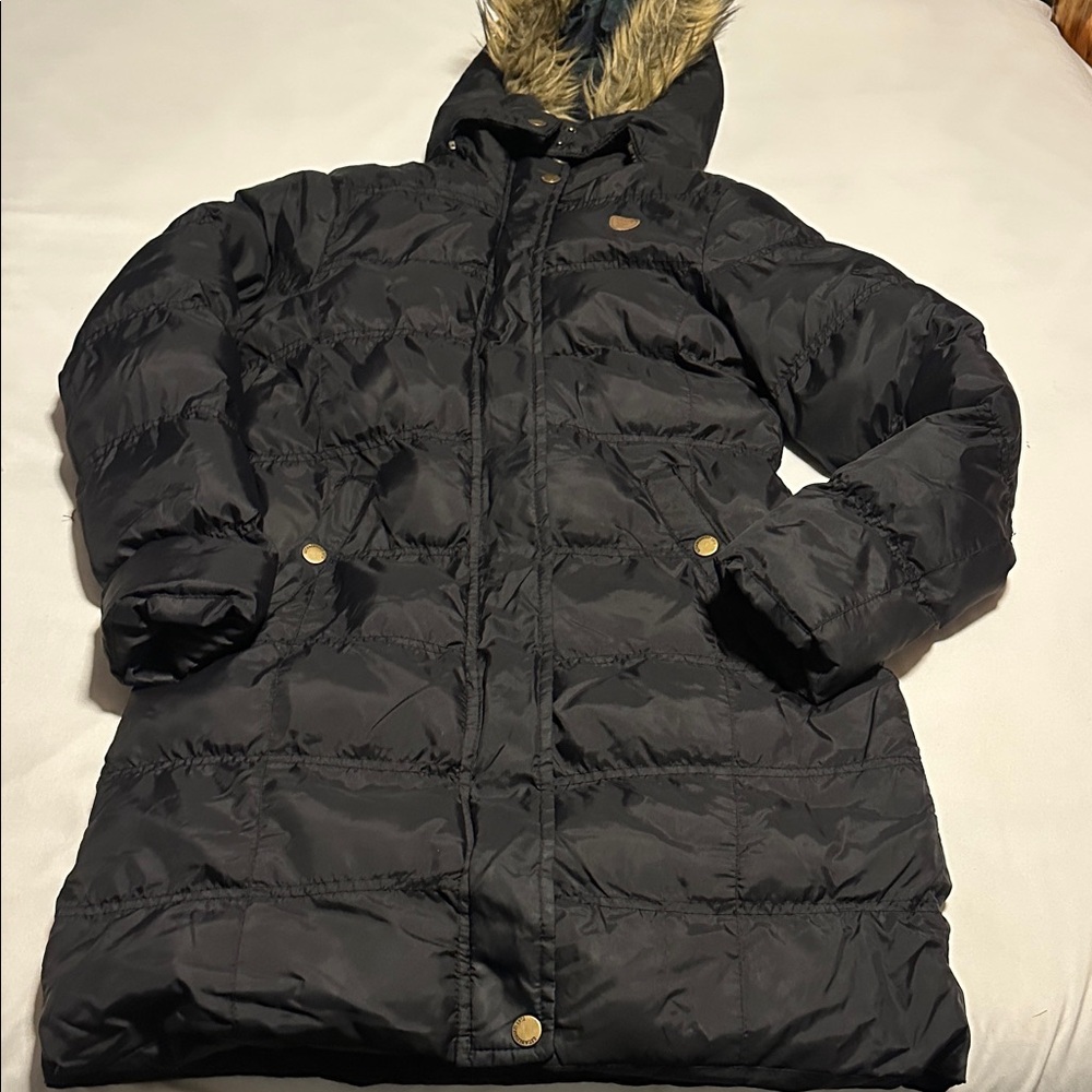 Brave Soul Black Quilted Jacket with Faux Fur Hood
